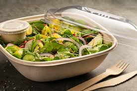 Saladeira Fibra Vegetal 1000ml + Tampa Pet (CB32B) 50unids