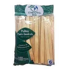 Palito Sorvete Theoto Ponta Quadrada 15pcts x 100unids