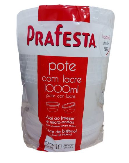 Pote c/Lacre 1000ml Pra festa (freezer/microondas) c/160 unids