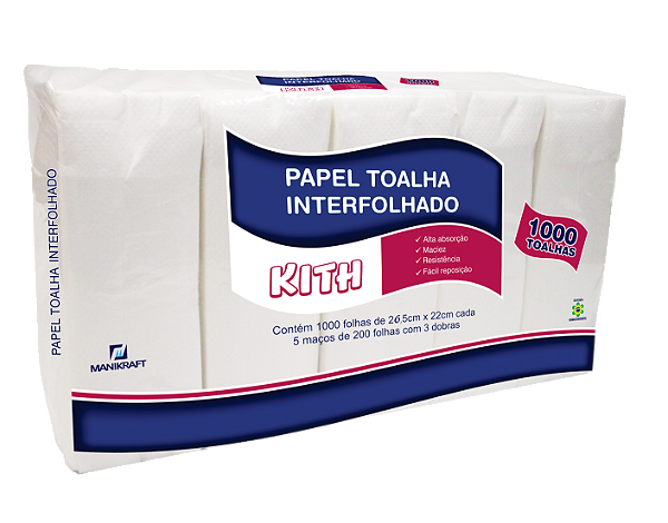 Toalha Interfolha Branco KITH 3d (23x27) 1000fls