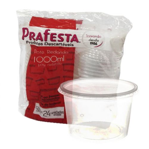 Pote Prafesta 1000ml PP Redondo c/24 unids Freezer microondas