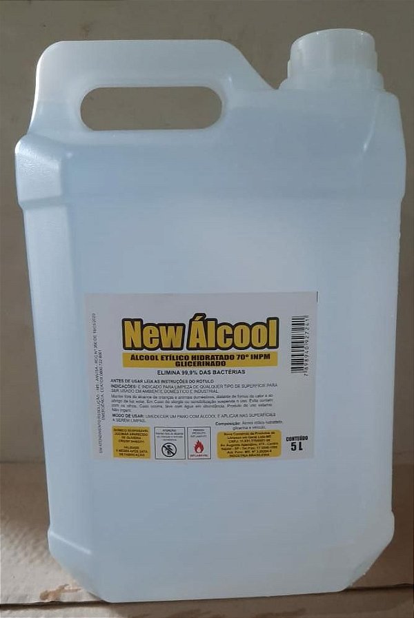 Álcool Liquido 70% 5lts New Álcool/Clean