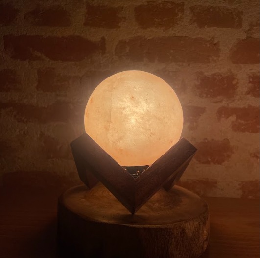 Luminárias Sal Rosa Planeta com Base
