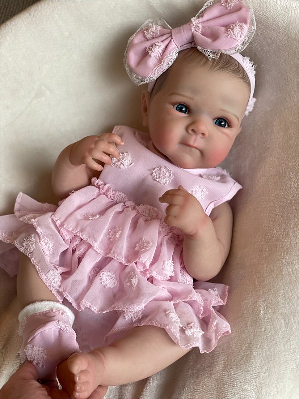 Boneca bebê Reborn de corpo Inteiro Bettie de 18 polegadas com cabelo realista