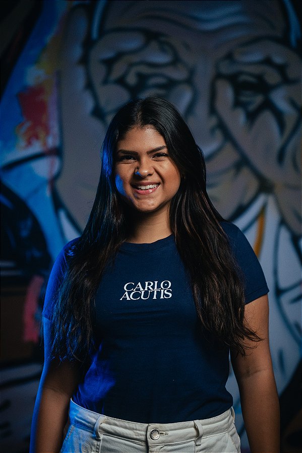 Camiseta Carlo Acutis Azul Long Line