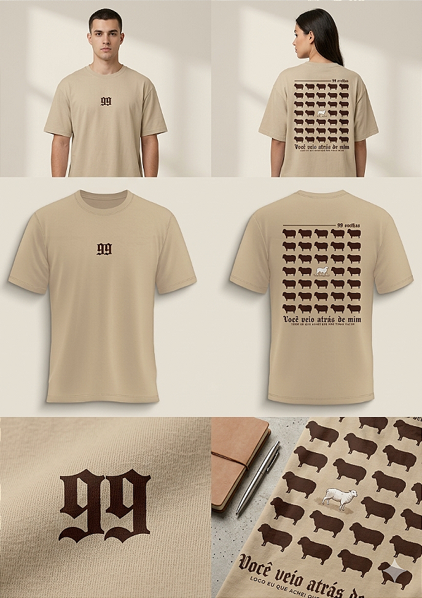 CAMISETA 99 OVELHAS BEGE