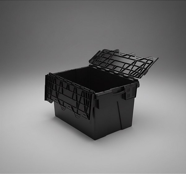 Caixa Plástica com Tampa Agregada - 64 Litros Preta