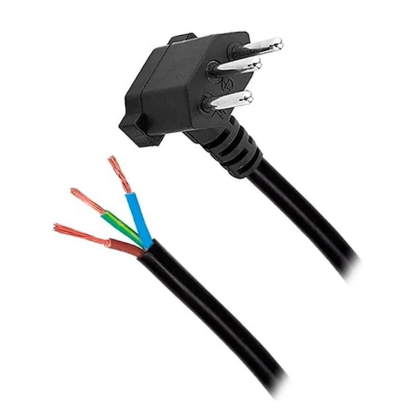 CABO DE FORÇA PP TRIPOLAR COM RABICHO MACHO 90º 16A (1,5MTS)