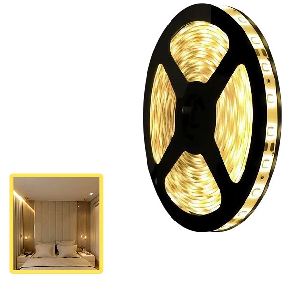 FITA DE LED 12V BRANCO QUENTE (3000K) 5050 60LED + IP65 + 5M