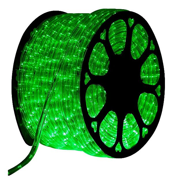 FITA DE LED REDONDA 110V VERDE 3528 60LED + IP67 + 100M (TOMADA)