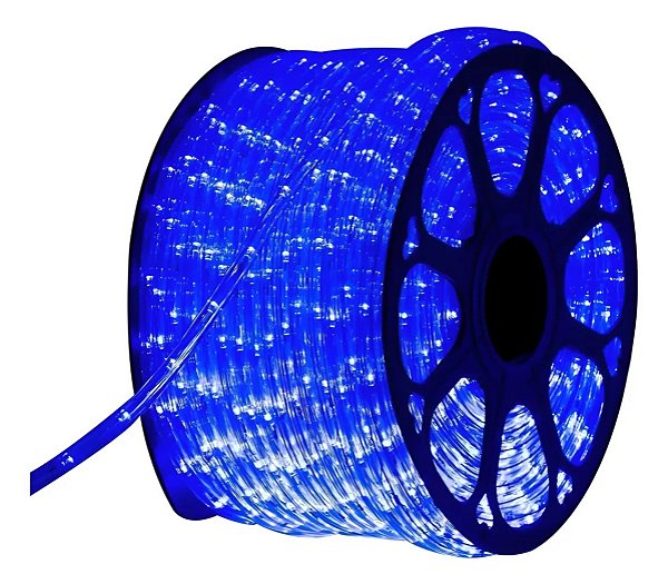 FITA DE LED REDONDA 110V AZUL 3528 60LED + IP67 + 100M (TOMADA)