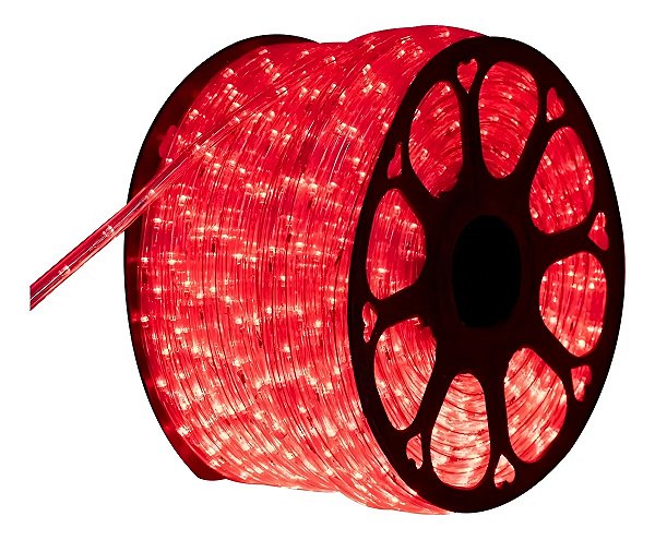 FITA DE LED REDONDA 110V VERMELHO 3528 60LED + IP67 + 100M (TOMADA)