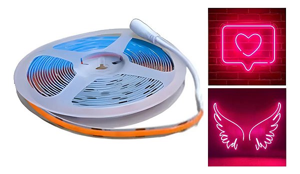 FITA DE LED COB 220V ROSA 320LED + IP65 + 10M (TOMADA)