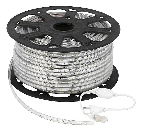 FITA DE LED 127V BRACO NEUTRO (4000K) 3528 120LED + IP67 + 100M (TOMADA)
