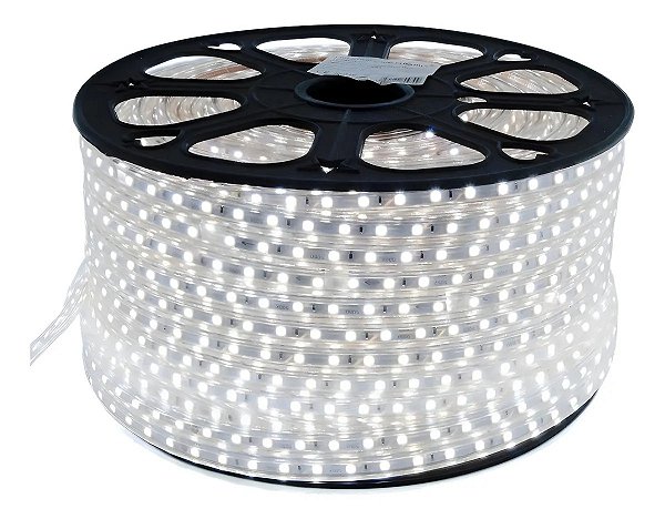 FITA DE LED 127V BRACO FRIO (6500K) 3528 120LED + IP67 + 100M (TOMADA)