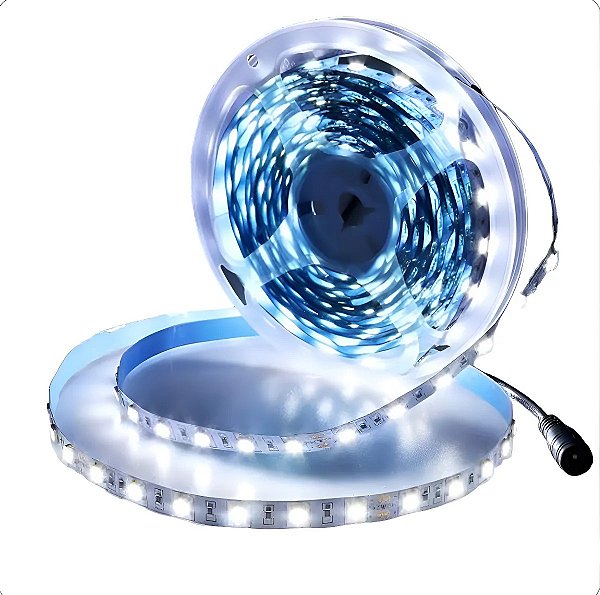 FITA DE LED 12V BRACO FRIO (6500K) C/SILICONE 3528 60LED + IP65 + 5M