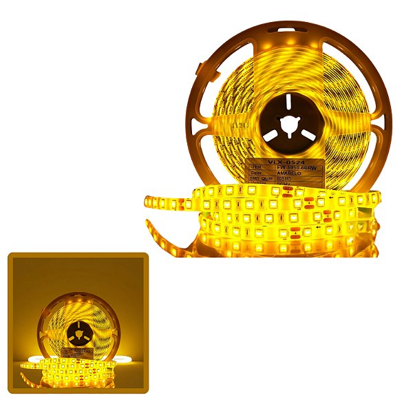 FITA DE LED 24V AMARELA 5050 60LED + IP65 + 5M