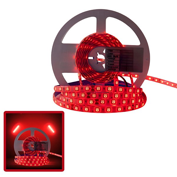 FITA DE LED 12V VERMELHO 3528 120LED + IP20 + 5M
