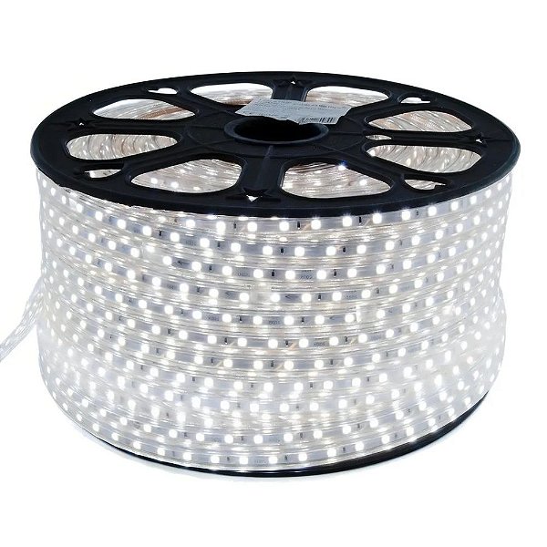 FITA DE LED 127V BRANCO FRIO 3528 120LED + IP68 + 100M (TOMADA)