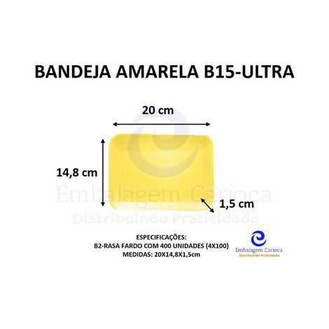 BANDEJA AMARELA B15 (B2 RASA) C/400 ULTRA 20X14,8X1,5