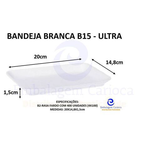 BANDEJA BRANCA B15 (B2 RASA) C/400 ULTRA 20X14,8X1,5