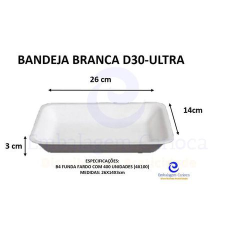 BANDEJA BRANCA D30 (B4 FUNDA) C/400 ULTRA 26X14X3,0