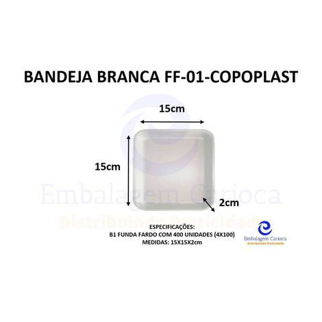 BANDEJA BRANCA FF-01 (B1 FUNDA) C/400 COPOPLAST 15X15X2,0