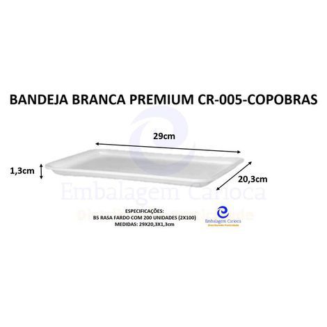 BANDEJA BRANCA PREMIUM CR-005 (B5 RASA) C/200 COPOBRAS 29X20,3X1,3