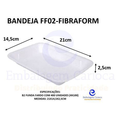 BANDEJA FF02 (B2 FUNDA) FIBRAFORM 14,5X21X2,5CM FD 400