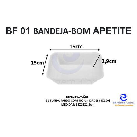 BF 01 BANDEJA FUNDA BRANCA 150X150X29MM B1 FUNDA C/400 BOM APETITE
