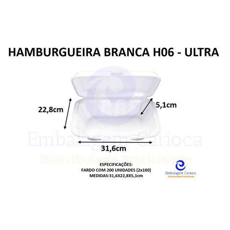 HAMBURGUEIRA BRANCA H06 FD.200 ULTRA 31,6X22,8X5,1 (ESTOJO)