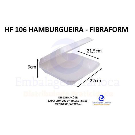 HF 106 HAMBURGUEIRA FIBRAFORM 21,5X22X6 CM CX200UN (ESTOJO)