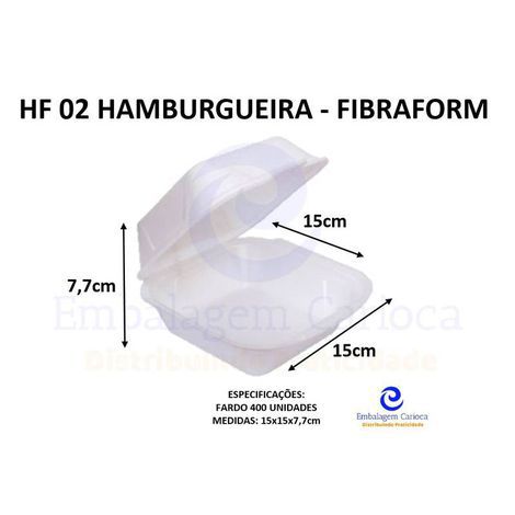 HF 02 HAMBURGUEIRA FIBRAFORM 15X15X7,7CM CX 400