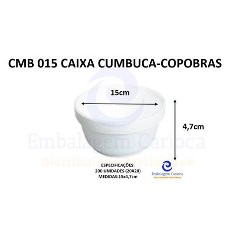 CMB 015 CAIXA CUMBUCA 15 FUNDO ISOPOR C/20X20 COPOBRAS 15X4,7