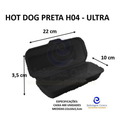 HOT DOG PRETA H04 C/400 ULTRA 22X10X7 (ESTOJO)