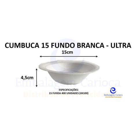 CUMBUCA 15 FUNDO BRANCA ULTRA ISOPOR FD C/4X100 15CM