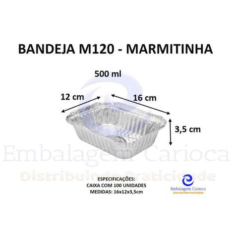BANDEJA ALUMINIO M120 CX.100 MARMITINHA-500ML