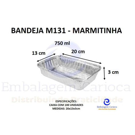 BANDEJA ALUMINIO M131 CX.100 MARMITINHA-750ML