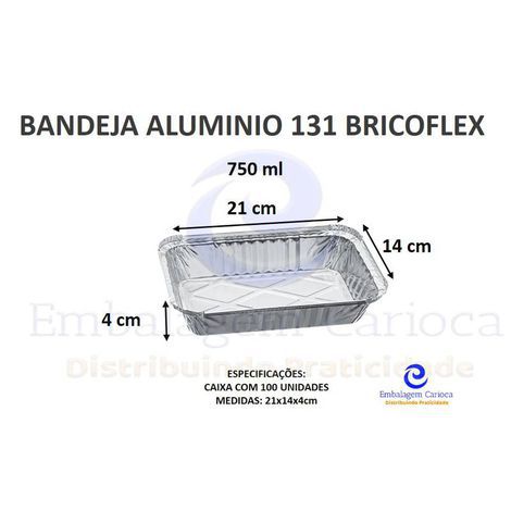 BF50008 - BANDEJA ALUMINIO 131 BRICOFLEX 750ML CX 100UN