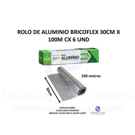 BF50002 - ROLO DE ALUMINIO BRICOFLEX 30CM X 100M CX 6 UND