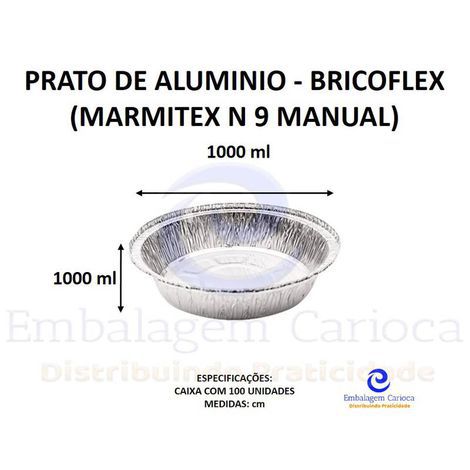 BF50043 - PRATO DE ALUMINIO 1000ML BRICOFLEX (MARMITEX N 9 MANUAL) CX.