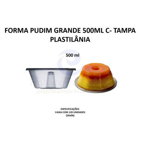 FORMA PUDIM GRANDE 500ML C/ TAMPA 20X06 PLASTILANIA