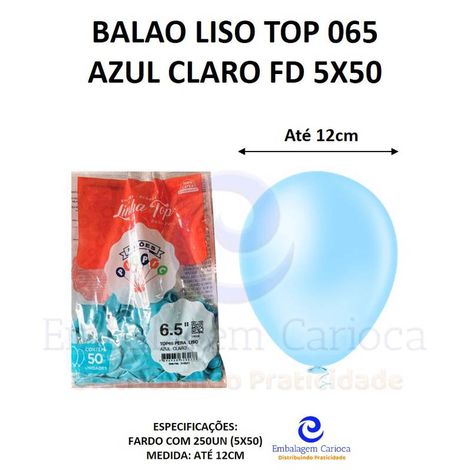 BALAO LISO TOP 065 AZUL CLARO FD 5X50