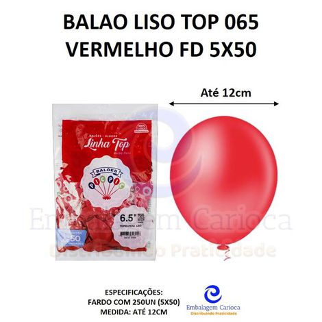 BALAO LISO TOP 065 VERMELHO FD 5X50