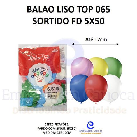 BALAO LISO TOP 065 SORTIDO FD 5X50