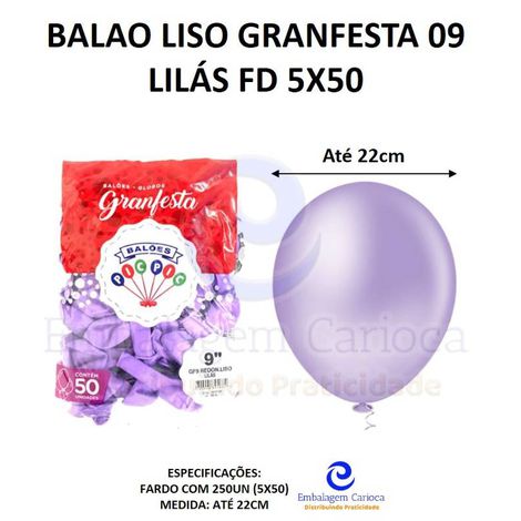 BALAO LISO GRANFESTA 09 LILAS FD 5X50