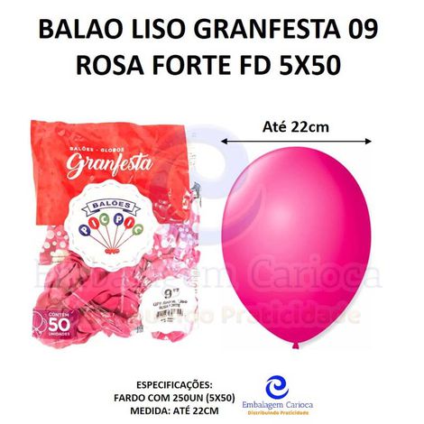 BALAO LISO GRANFESTA 09 ROSA FORTE FD 5X50