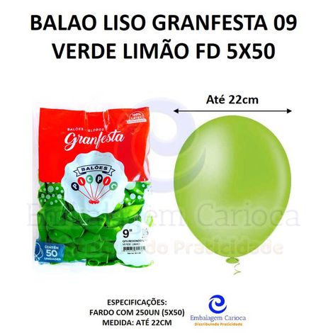 BALAO LISO GRANFESTA 09 VERDE LIMAO FD 5X50
