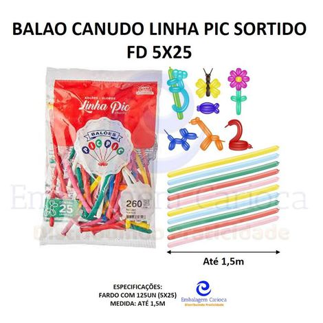 BALAO CANUDO LINHA PIC SORTIDO FD 5X25