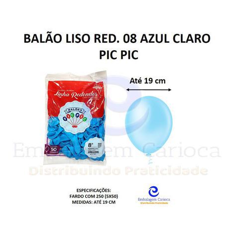 BALAO LISO RED. 08 AZUL CLARO PIC PIC FD 5X50